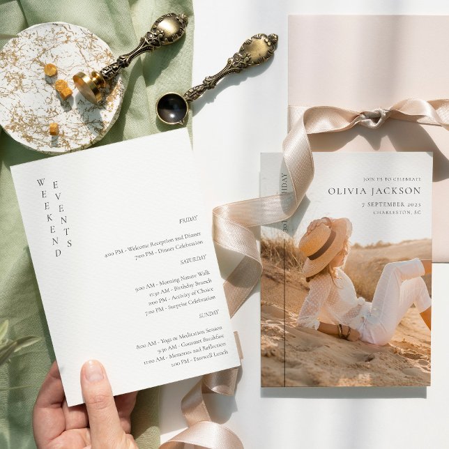 Modern Weekend Birthday Itinerary Photo Invitation (Creator Uploaded)