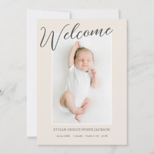 Modern Welcome Baby Photo Birth Announcement