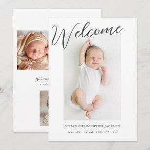 Modern Welcome Baby Photo Birth Announcement