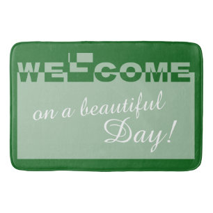 Modern WELCOME Banner + your backgr. & ideas Bath Mat