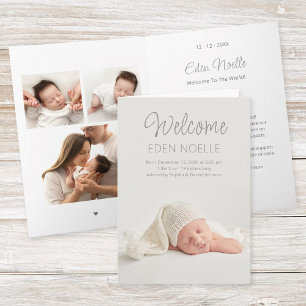 Modern Welcome Birth Announcement Folded Card