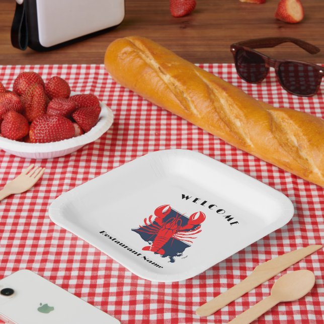 Modern welcome crawfish Louisiana custom name  Paper Plate (Picnic)