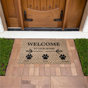 Modern Welcome Family Name Pet Name New Home  Doormat