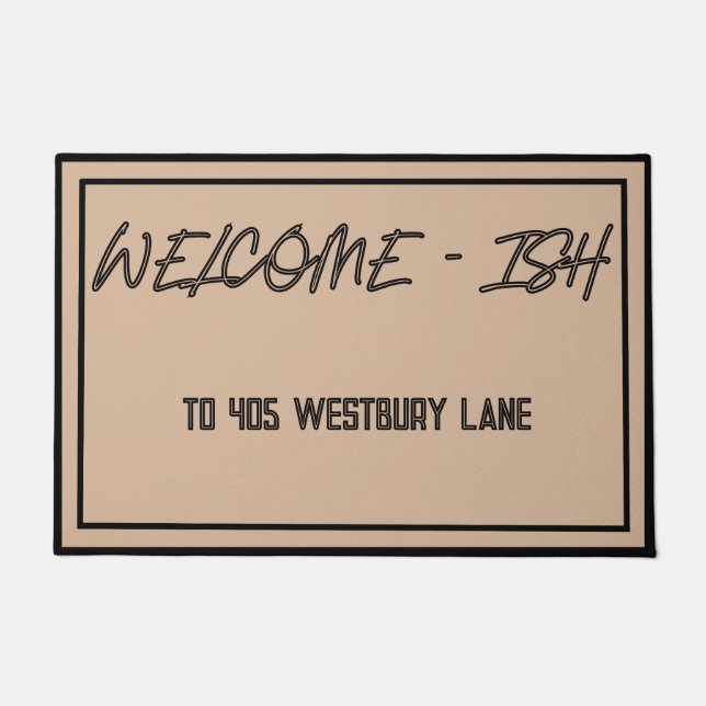 Modern Welcome - ish/ Personalise Doormat (Front)