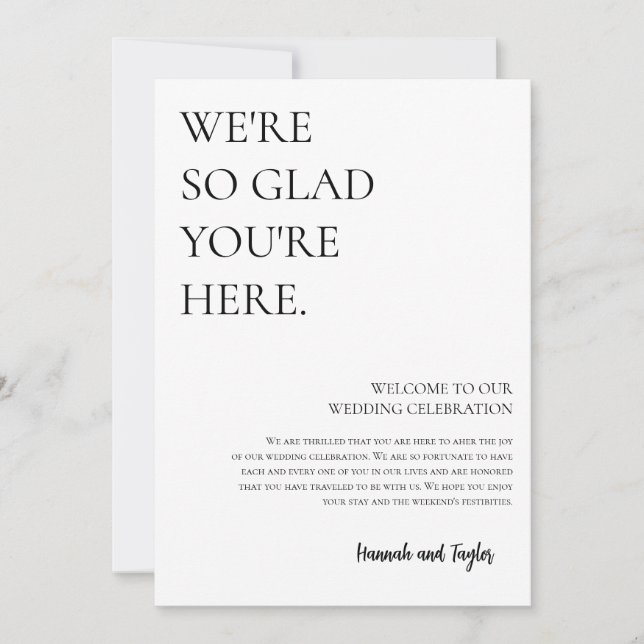 Modern Welcome Letter & Timeline Wedding Card (Front)