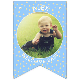 Modern Welcome New Baby Boy Girl Newborn photo Bunting