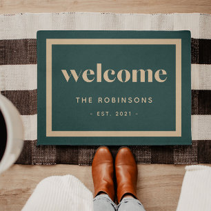 Modern Welcome   Personalised Doormat