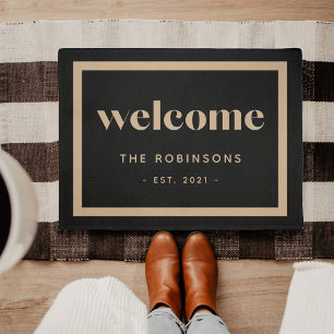 Modern Welcome   Personalized Doormat
