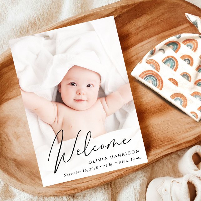 Modern Welcome Photo Collage Birth Announcement (A beautiful and unique way to thank family and friends and introduce them to your precious baby)