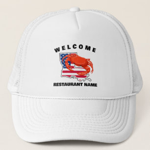 Modern welcome Red crab Louisiana USA Flag custom  Trucker Hat