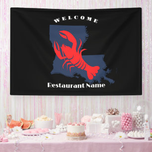 Modern welcome red crayfish Louisiana custom name Banner
