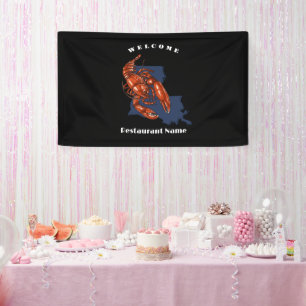 Modern welcome red crayfish Louisiana custom name Banner