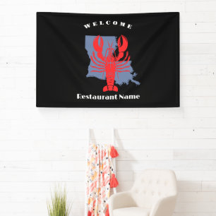 Modern welcome red crayfish Louisiana custom name Banner