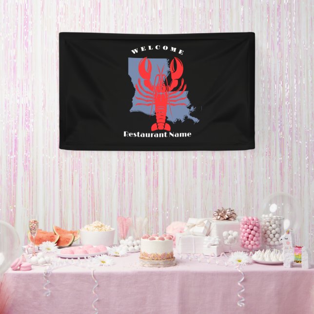 Modern welcome red crayfish Louisiana custom name Banner (Party)