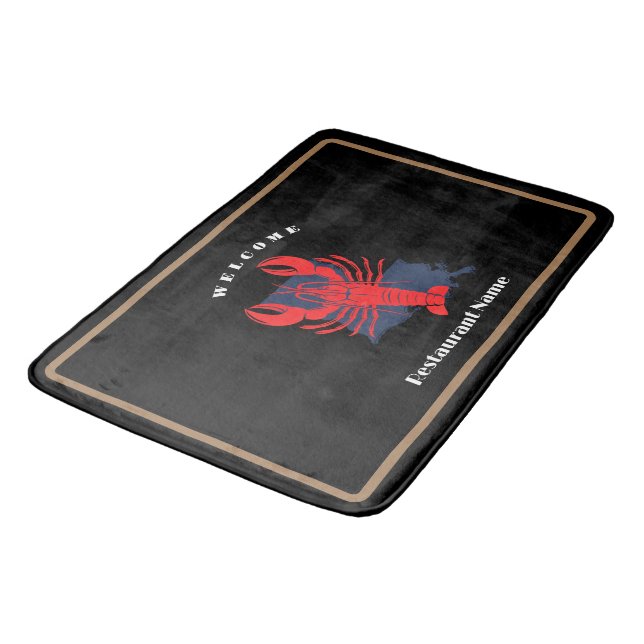 Modern welcome red crayfish Louisiana custom name Bath Mat (Angled)
