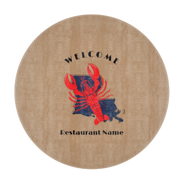Modern welcome red crayfish Louisiana custom name Cutting Board (Front)