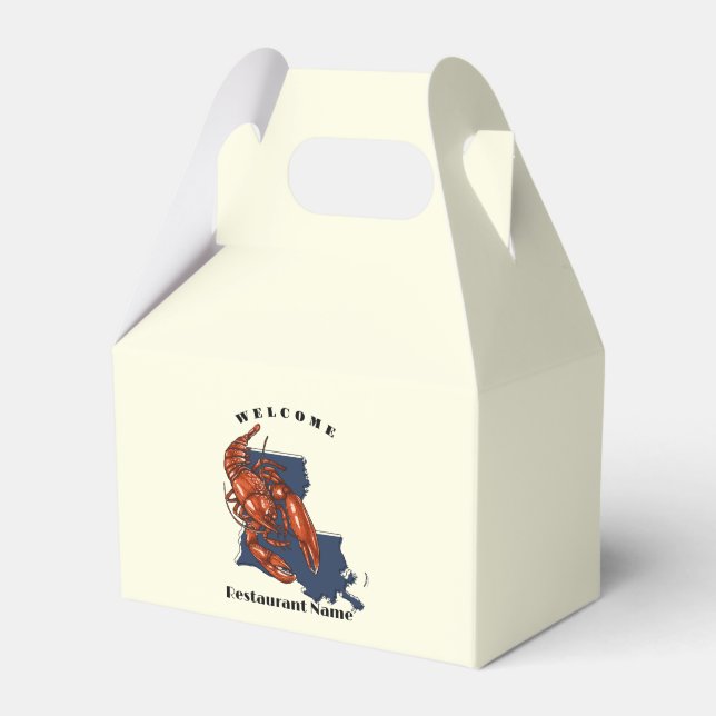 Modern welcome red crayfish Louisiana custom name Favour Box (Front Side)