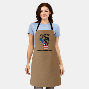 Modern welcome salmon Michigan map flag USA name Apron
