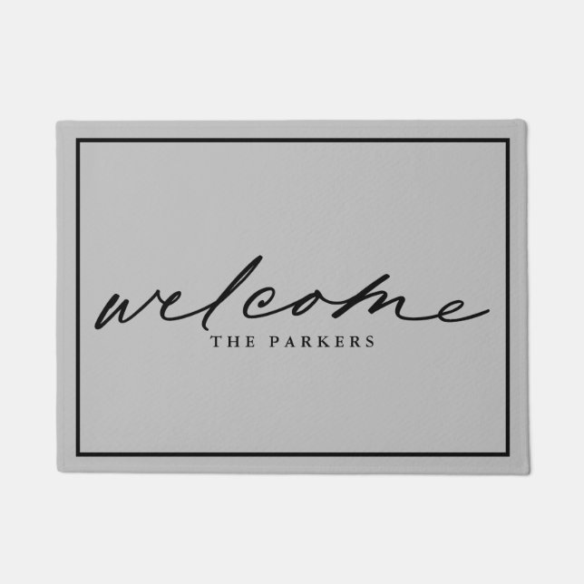 Modern Welcome script custom design Doormat (Front)