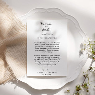 Modern Welcome & thank you Wedding note for guest