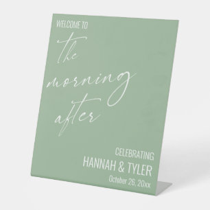Modern Welcome to The Morning After Brunch Sage Pedestal Sign