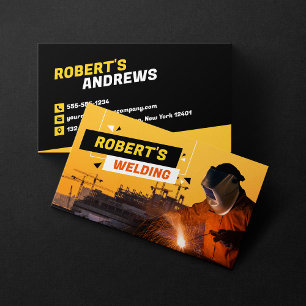 Modern Welding Contractor Welder Metal Fabricator Business Card