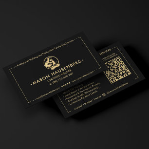 Modern Welding Fabricator Certified Welder Black  Business Card