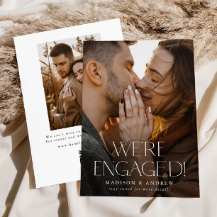 Modern We're Engaged 2 Photo QR Code Engagement Announcement