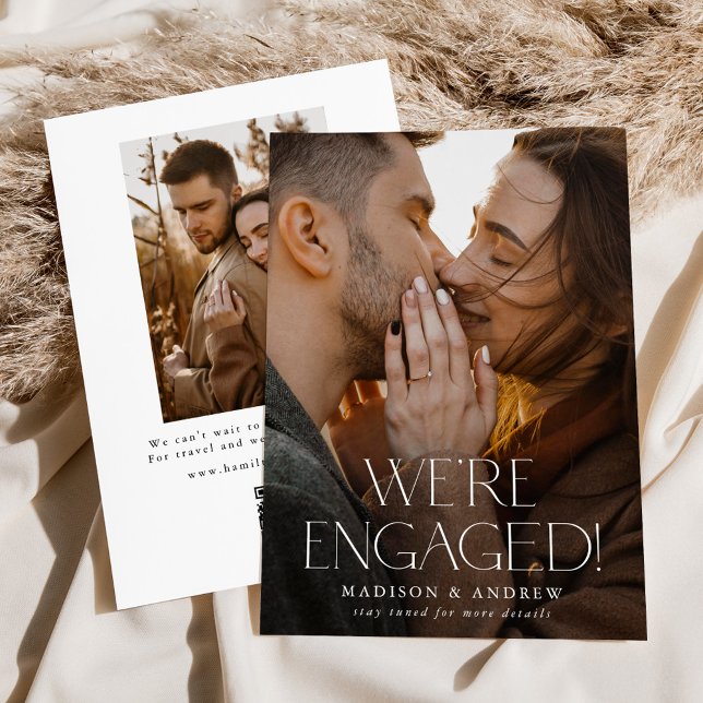 Modern We're Engaged 2 Photo QR Code Engagement Announcement (Creator Uploaded)