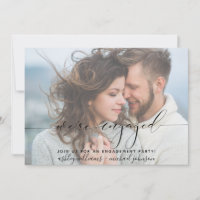 Modern We're Engaged Photo Engagement Party Invite