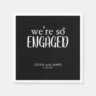 Modern We're So Engaged Diamond Ring Engagement Napkin