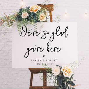 Modern We're So Glad You're Here Wedding Poster