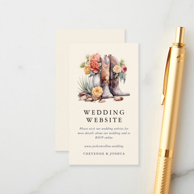 Modern Western Boho Wedding Website  Enclosure Card (Front/Back In Situ)