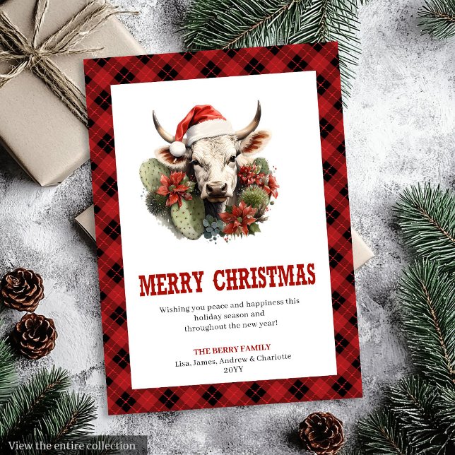 Modern Western Checkered Xmas Greeting Card (Modern Western Checkered Xmas Greeting Card)