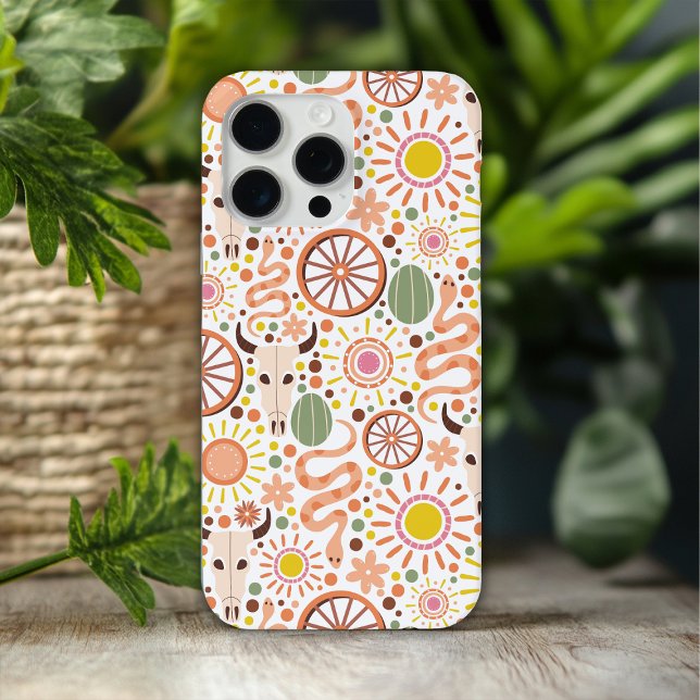 Modern Western Cow Skull Desert Sun Pattern Case-Mate iPhone Case (Creator Uploaded)