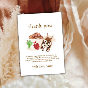 Modern Western Desert Cactus Cowboy Baby Shower Thank You Card