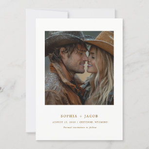 Modern Western Photo Cowboy Cowgirl Save the Date Invitation