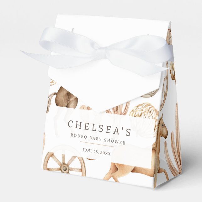 Modern Western Rodeo Watercolor Baby Shower Favour Box (Front Side)