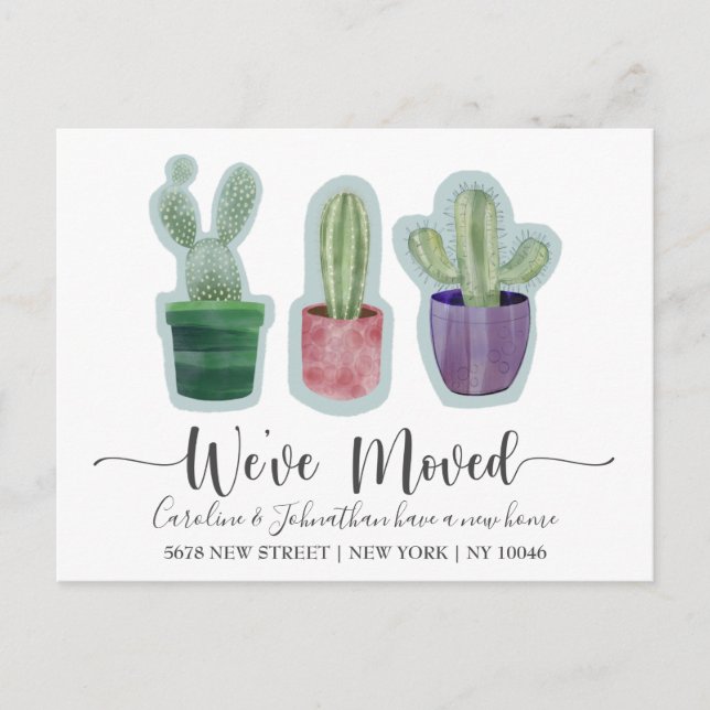 Modern We've Moved Cactus Announcement (Front)