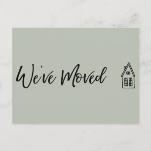 Modern We've Moved Little House Drawing Sage Postcard