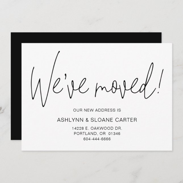 Modern We've Moved New Home Announcement Black (Front/Back)