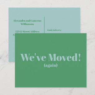 Modern We've Moved New Home Moving   Green Postcard