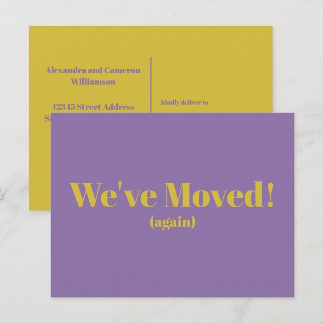 Modern We've Moved New Home Moving | Purple Postcard (Front/Back)