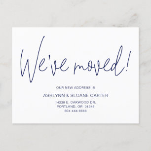 Modern We've Moved New Home Navy Blue Announcement Postcard