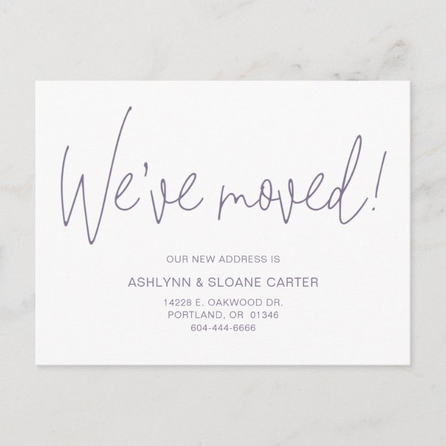 Modern We've Moved New Home Purple Announcement Postcard (Front)