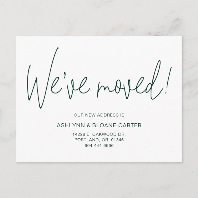 Modern We've Moved New Home Teal Announcement Postcard (Front)