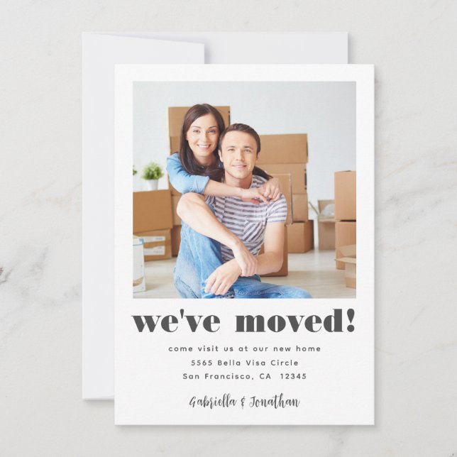 Modern Weve Moved Photo New Home Announcement (Front)