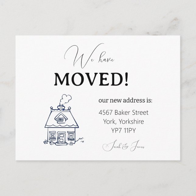 Modern We've Moved Script Moving Announcement  Postcard (Front)