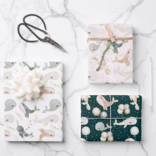 Modern Whale Theme Party Gift Wrapping Paper Sheet