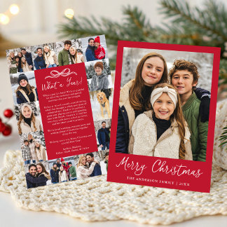 Modern What a Year in Review Family Photo Collage Holiday Card